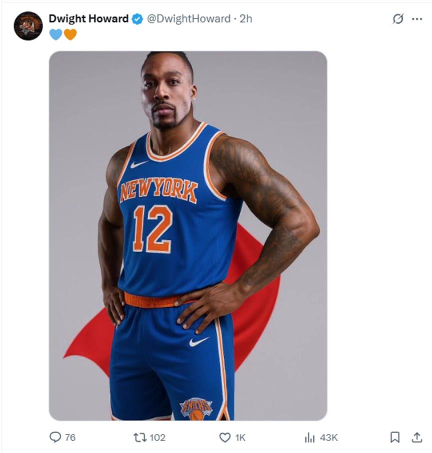 難道說？尼克斯步行者G4賽后 霍華德發(fā)推身披尼克斯戰(zhàn)袍